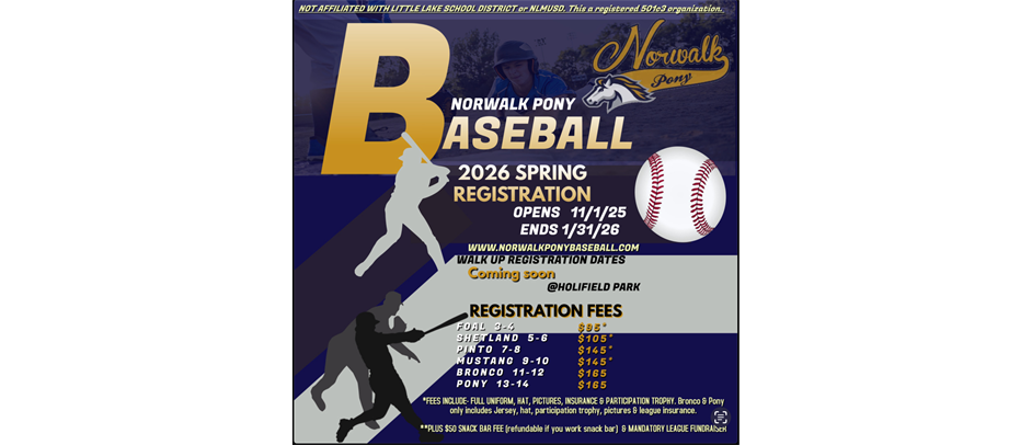 New Prices for 2026!  Online Registration is Now Open!